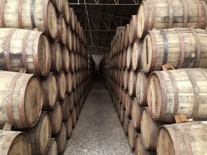 Whiskey casks held in warehouse